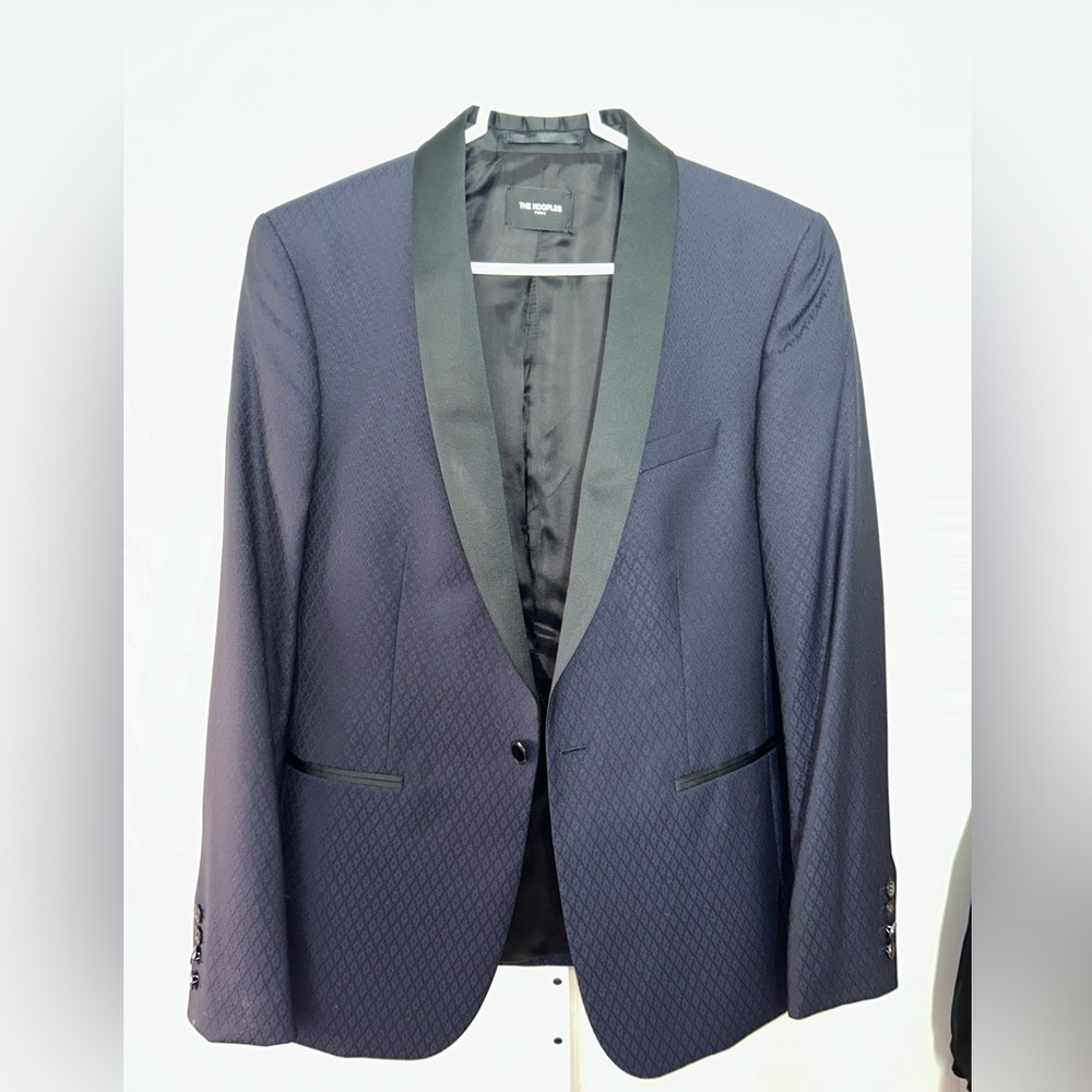 The Kooples Navy Tuxedo Jacket with Black Lapel